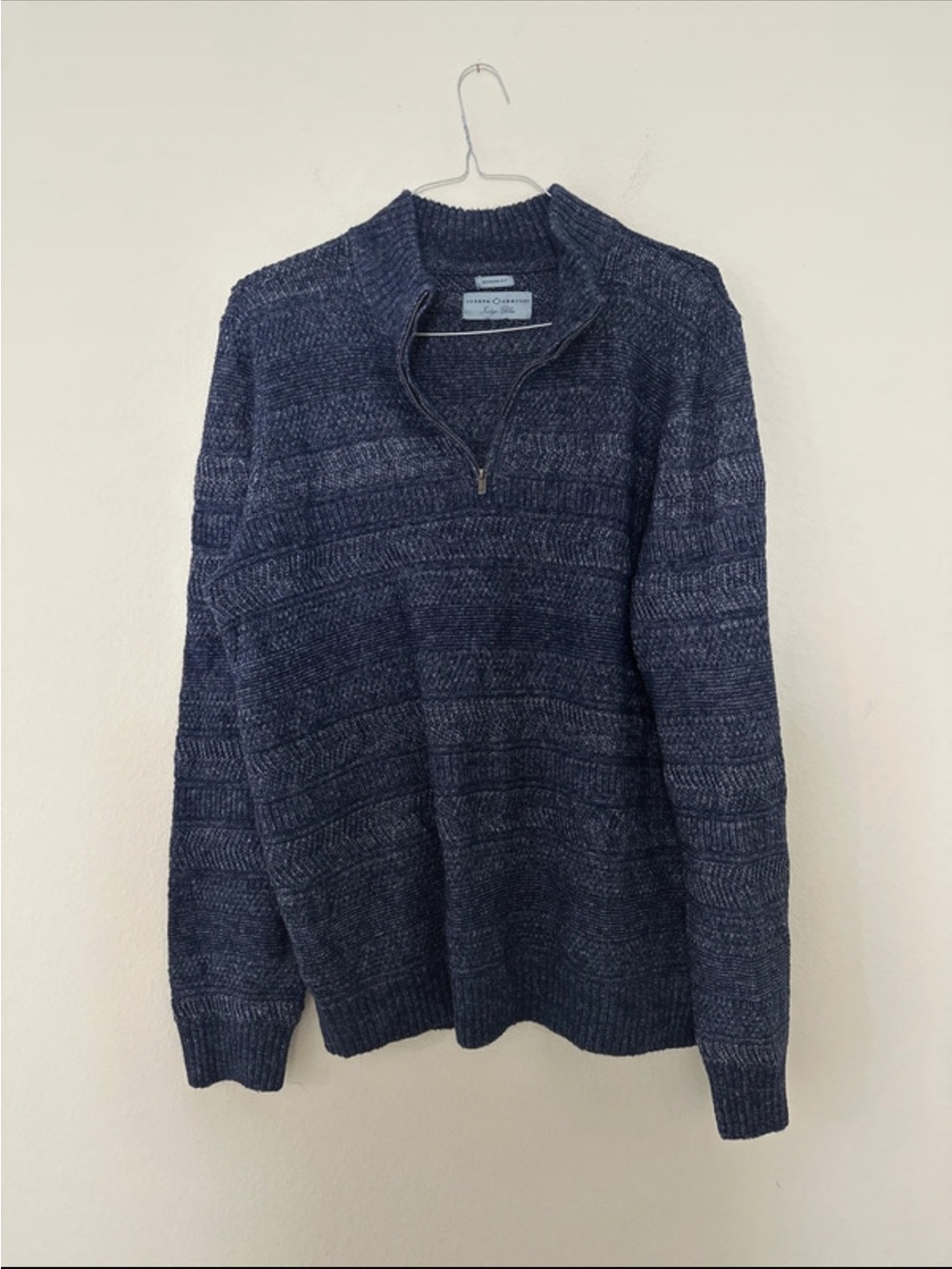 Joseph Abboud Men's Navy Zip-Front Textured Sweater